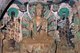China: Buddha flanked by bodhisattvas, Buddhist stone relief carved into the rock face, Binglingsi, Yongjing County, Linxia Hui Autonomous Prefecture, Gansu